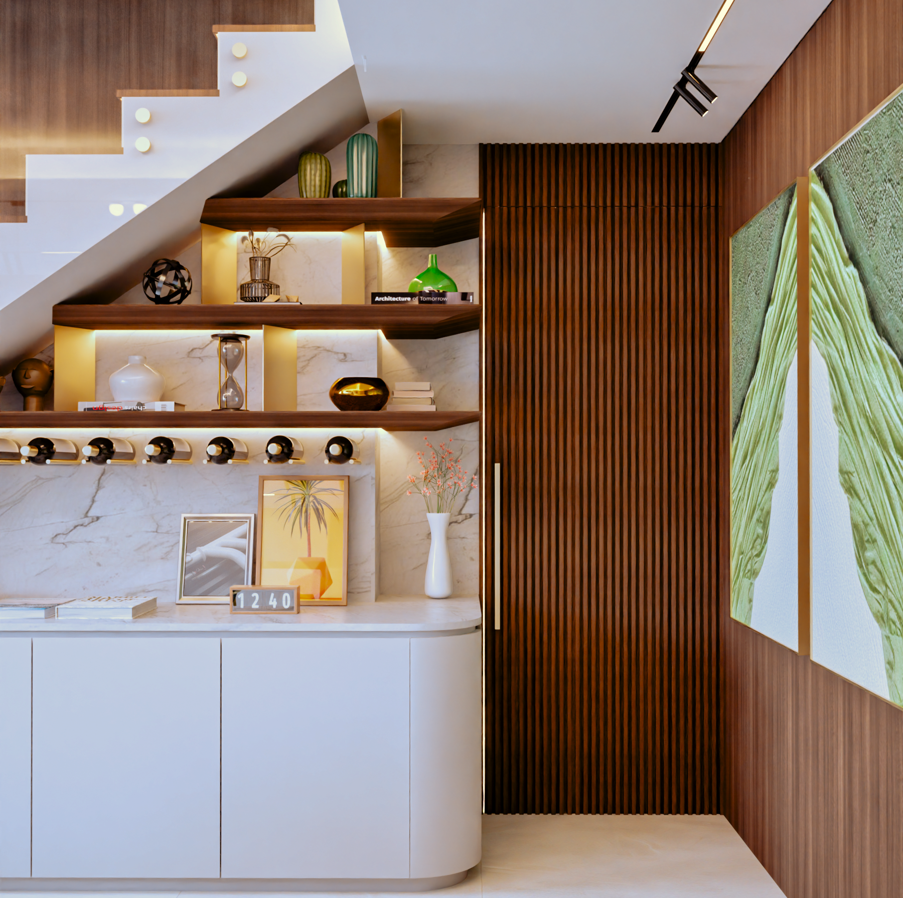 Projeto de arquitetura de interiores - espaço minimalista e sofisticado